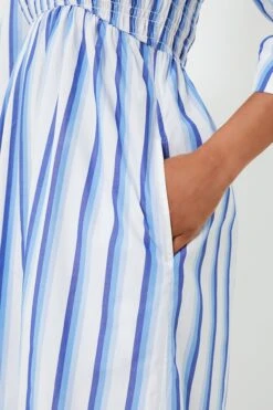 Ganni Silver Lake Blue Stripe Cotton Open-neck Smock Long Dress -ULLAA Clothing Shop 0PbmE07KyAOlwh5S9VFTTCsut57PET3a 1