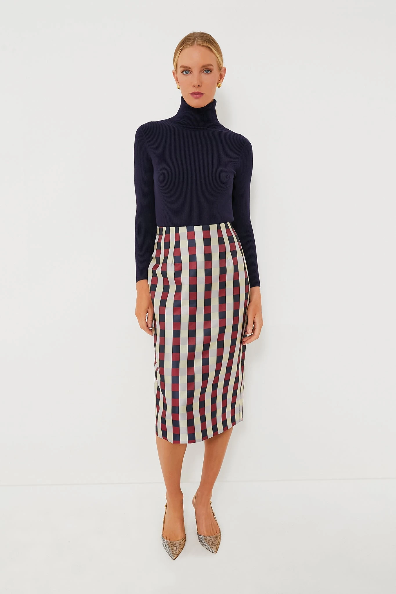 Bordeaux Check Jacquard Cynthia Skirt 7 Bordeaux Check Jacquard Cynthia Skirt - Image 6