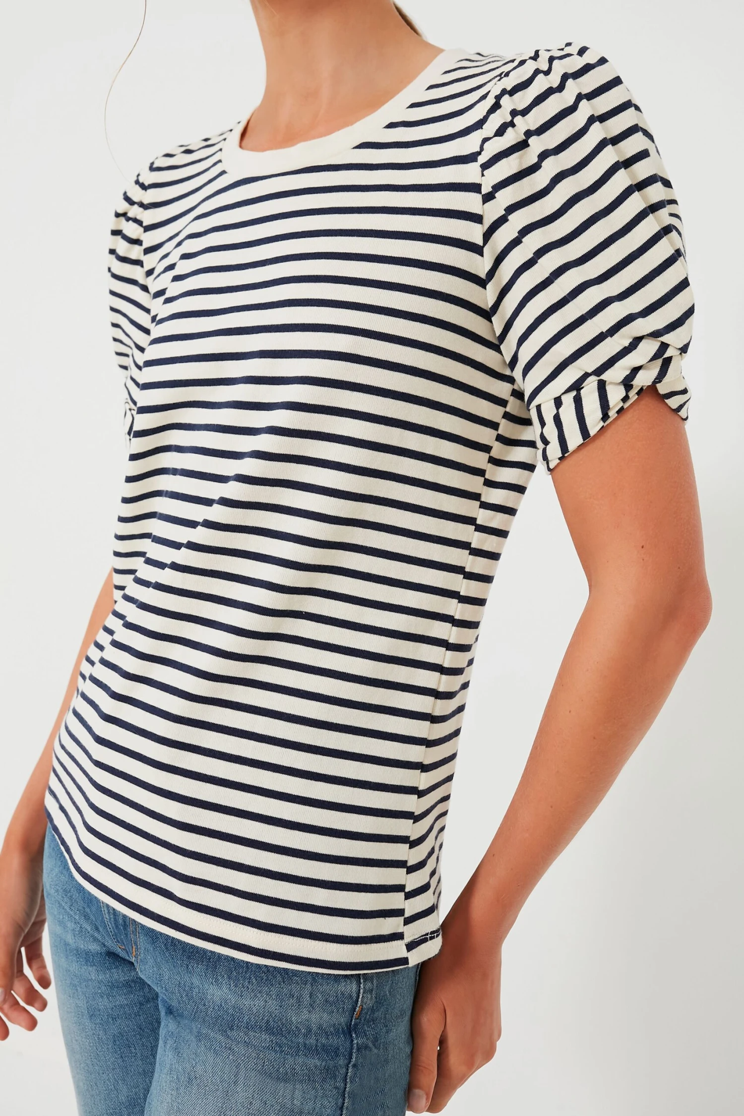 Navy Striped Vesty Puff Short Sleeve Crewneck 7 Navy Striped Vesty Puff Short Sleeve Crewneck - Image 5