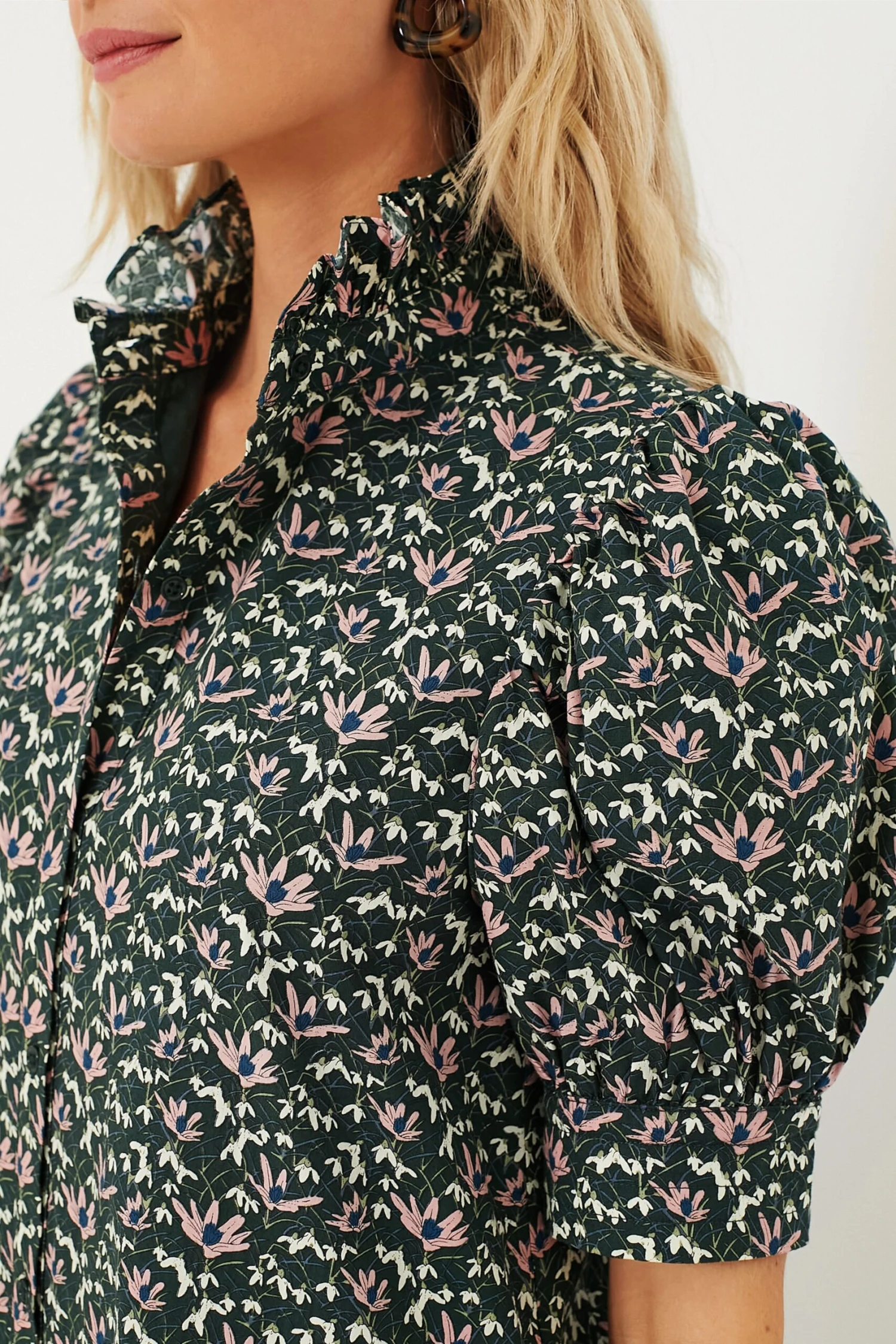 Green Floral Ruffle Collar Louisa Midi Dress 7 Green Floral Ruffle Collar Louisa Midi Dress - Image 5