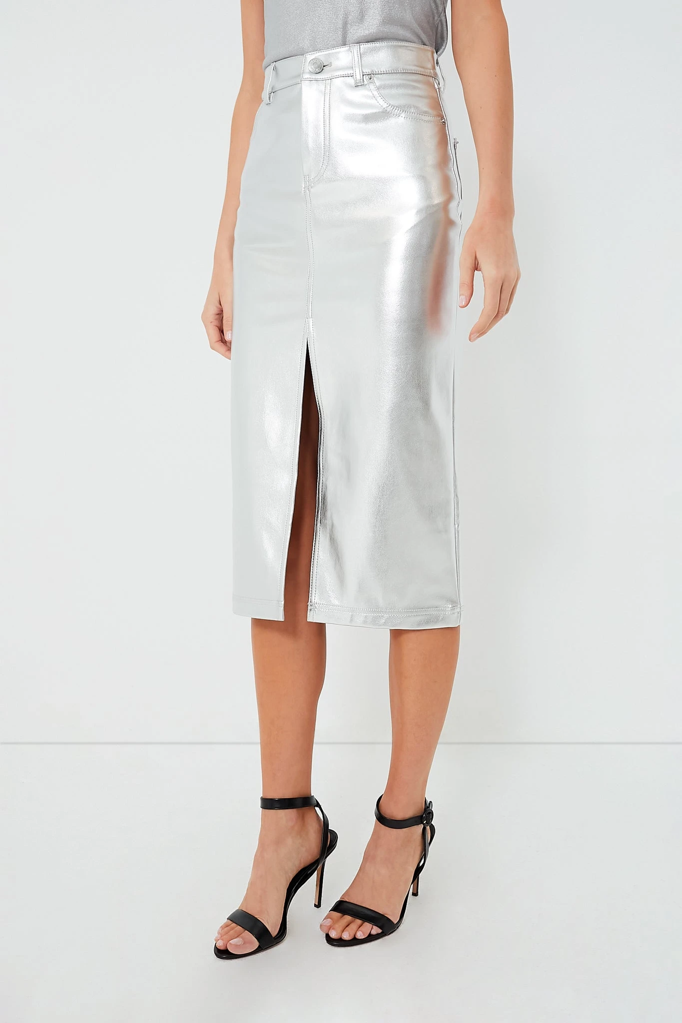 Staud Silver Oaklyn Skirt 3 Staud Silver Oaklyn Skirt