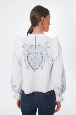 White With Blue Bernice Top -ULLAA Clothing Shop 7hkiU9EY5NoOVBJHFEZ7BHfCG7tKGZ0H 1