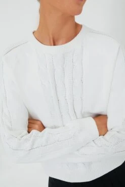 White Cable Knit Reid Sweatshirt -ULLAA Clothing Shop 7xmABF2lRZC2pTPTE2j2BnHqgw4dEgGX 1