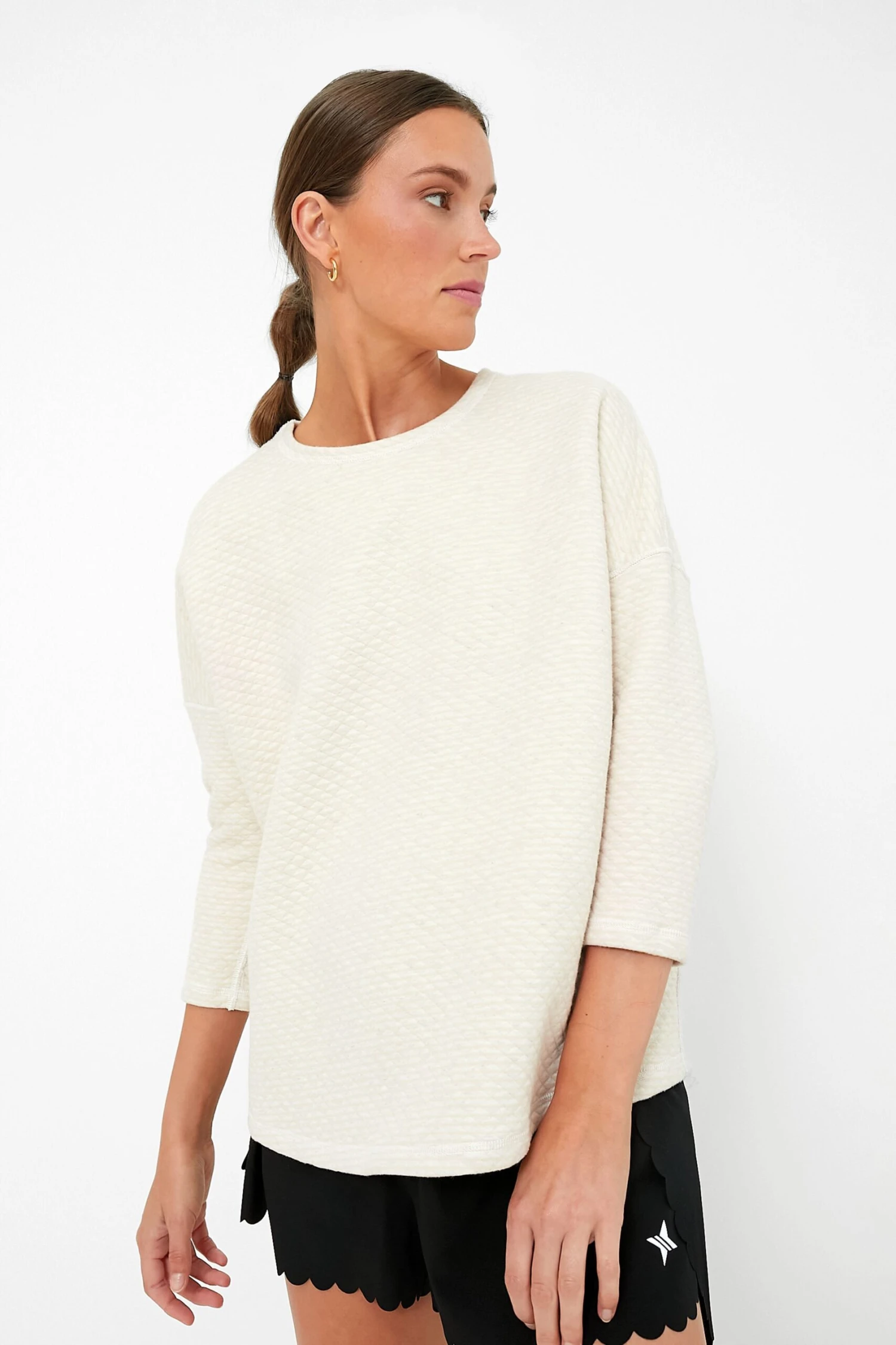 Reversible Heathered Ivory Ally Swing Sweatshirt 3 Reversible Heathered Ivory Ally Swing Sweatshirt