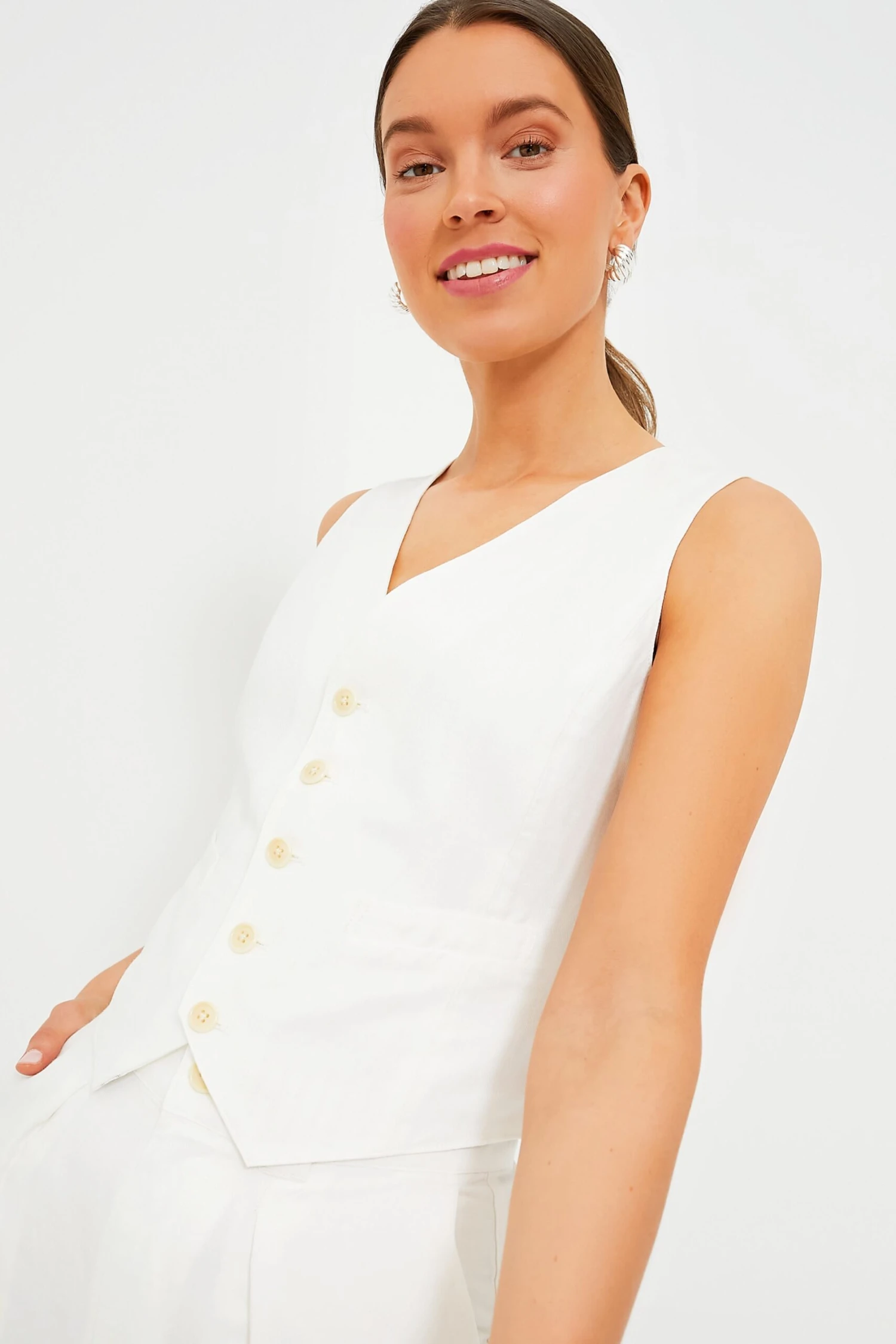 Ecru Twill Kam Vest 3 Ecru Twill Kam Vest