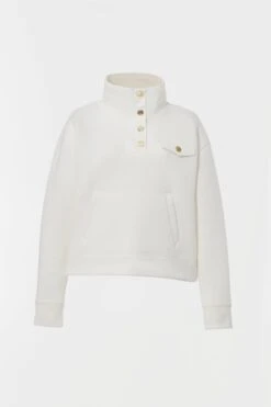 White Snap Neck Bailey Pullover -ULLAA Clothing Shop Fjl5UTW7WrOLbswMZH3YkBpv3vnhfA9J 1