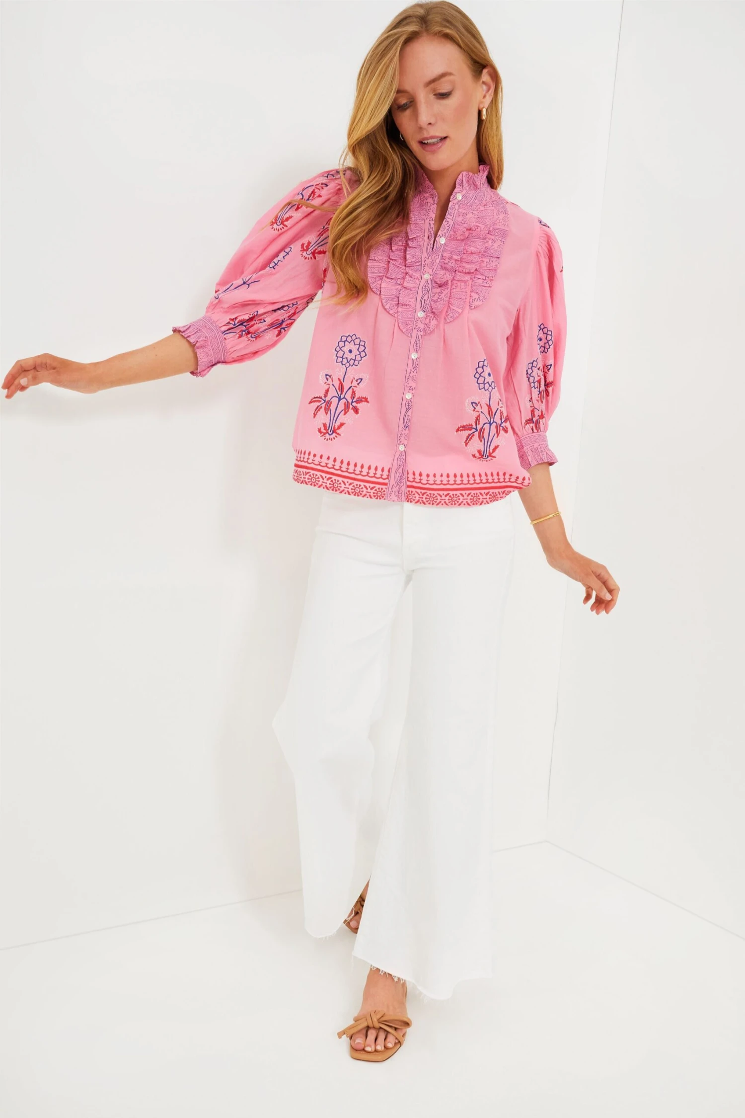 Boca Pink Ruffle Front Button Blouse 8 Boca Pink Ruffle Front Button Blouse - Image 6