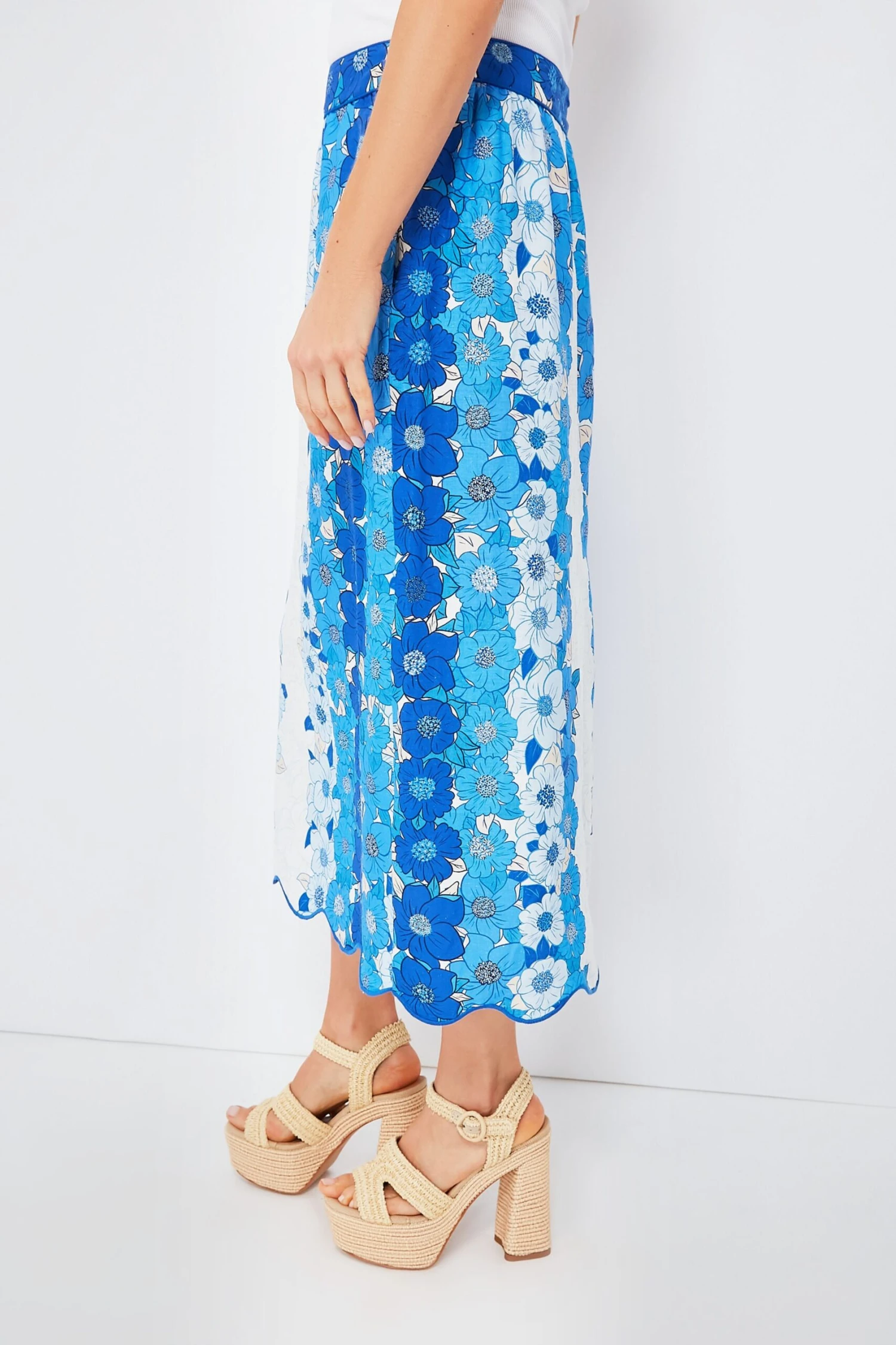 Farm Rio Flower Stripes Off White Midi Skirt 5 Farm Rio Flower Stripes Off White Midi Skirt - Image 3