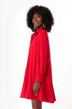 Red Crepe Callahan Shirt Dress -ULLAA Clothing Shop L9xdJGV2B80EPbzZKOhVLW0beTP1MZpf 1
