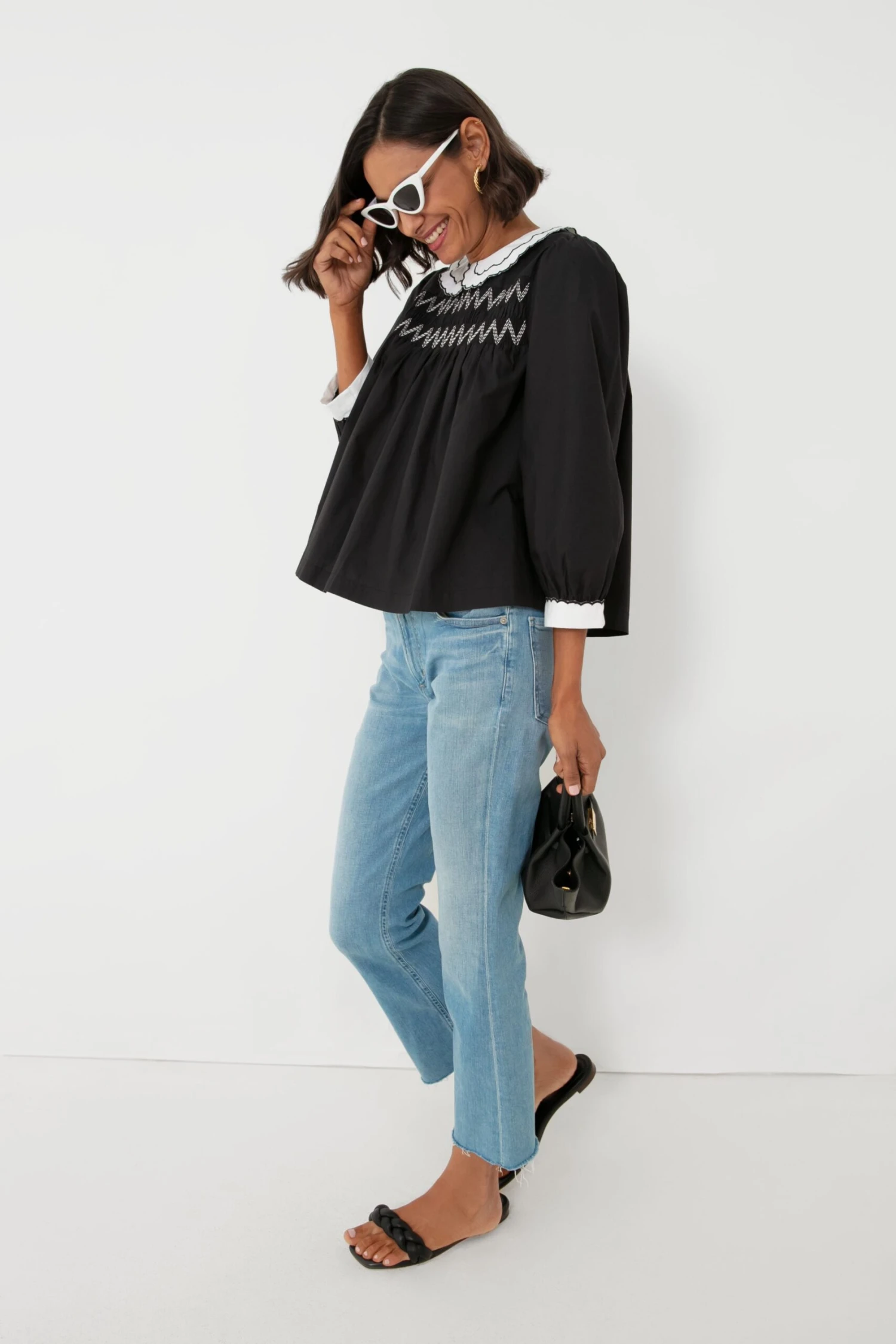 Black Smocked Blouse 5 Black Smocked Blouse - Image 3