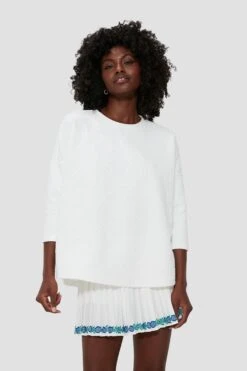 White Quilted Paisley Ally Swing Sweatshirt