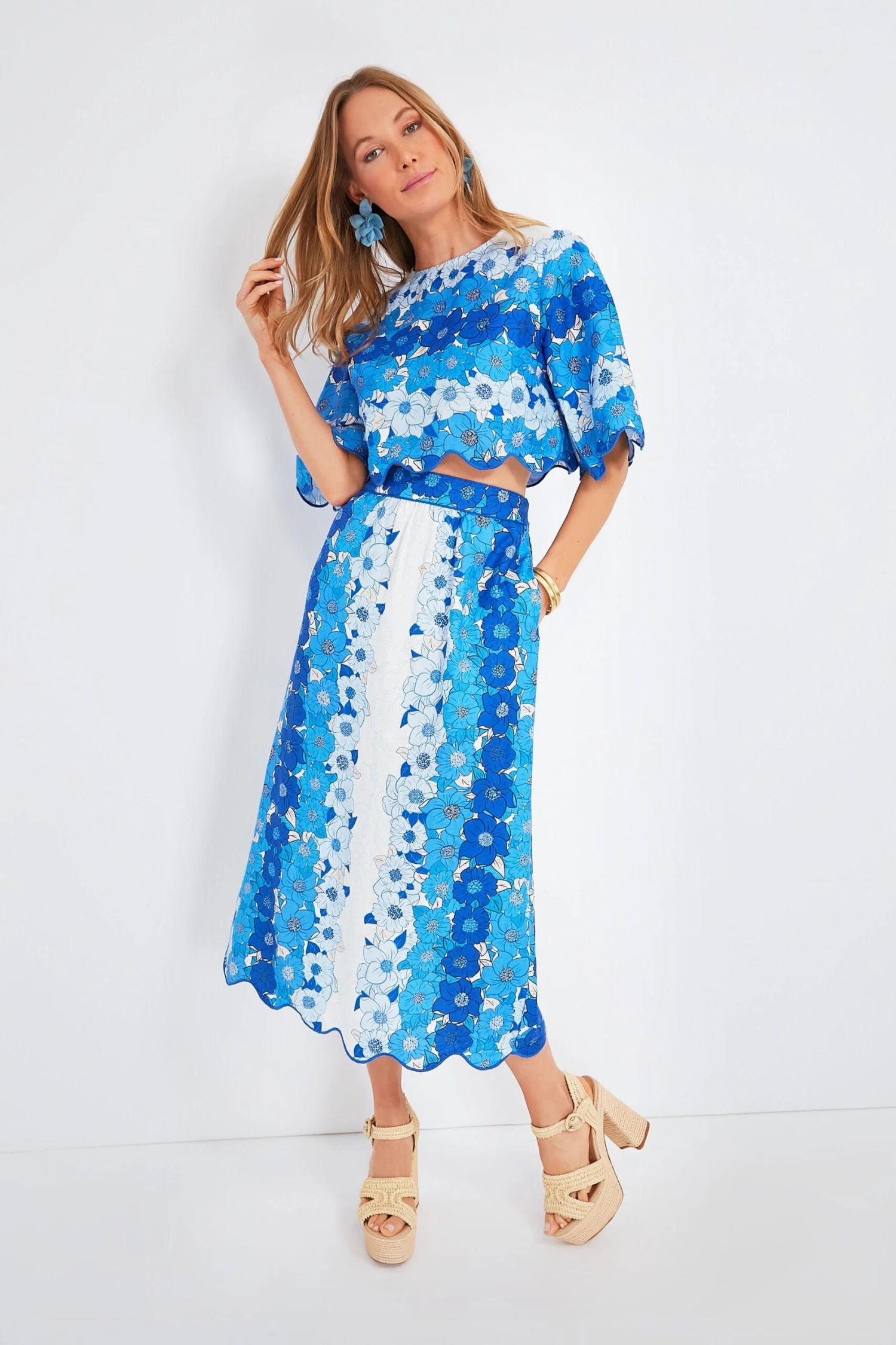 Farm Rio Flower Stripes Off White Midi Skirt 4 Farm Rio Flower Stripes Off White Midi Skirt - Image 2