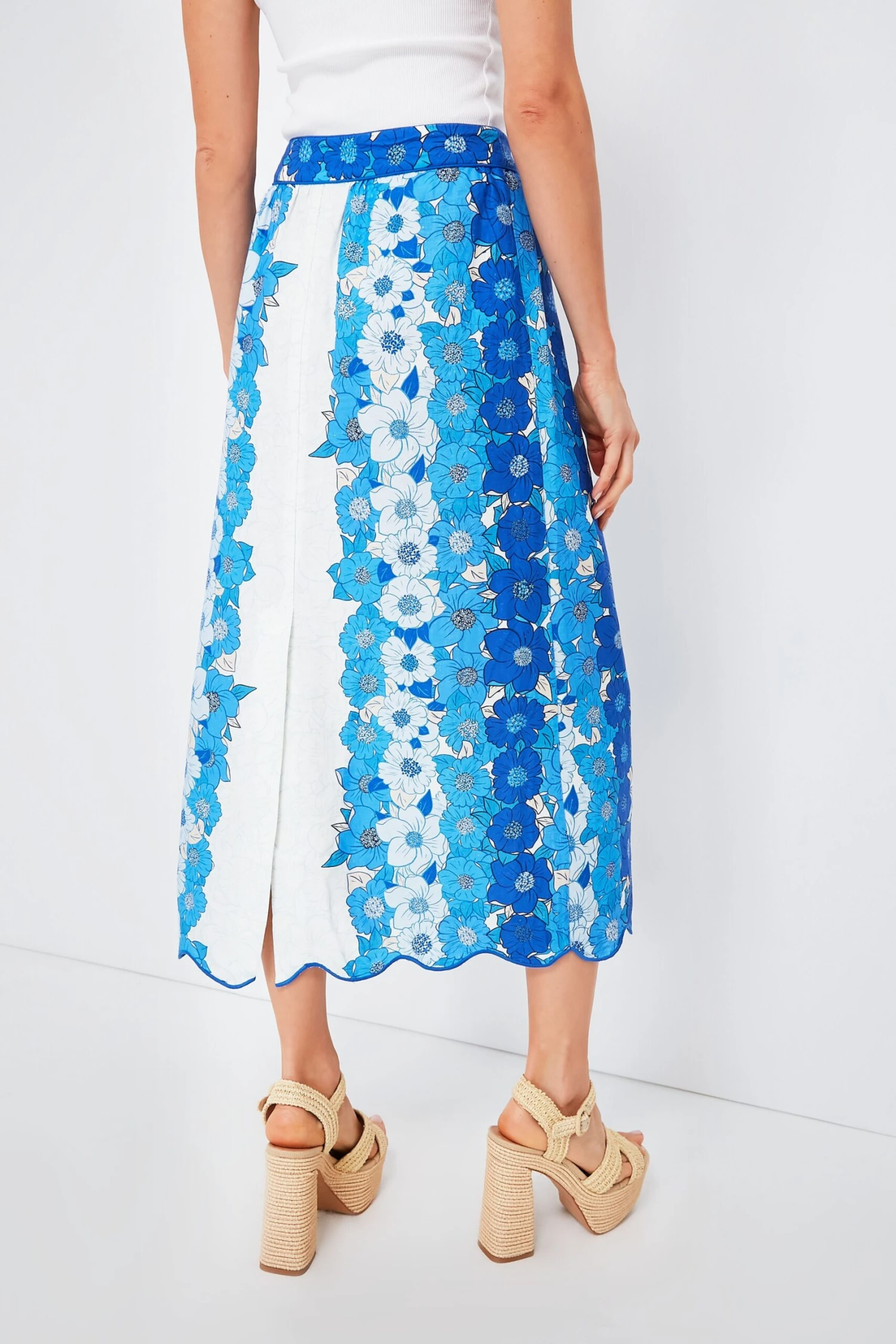 Farm Rio Flower Stripes Off White Midi Skirt 6 Farm Rio Flower Stripes Off White Midi Skirt - Image 4