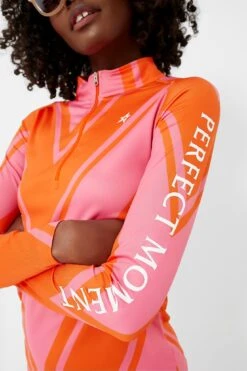 Azalea Pink And Orange Chevron Print Thermal Half Zip -ULLAA Clothing Shop WBcptvEoJRyqyBqFCLXSgPAniFU66CZS 1