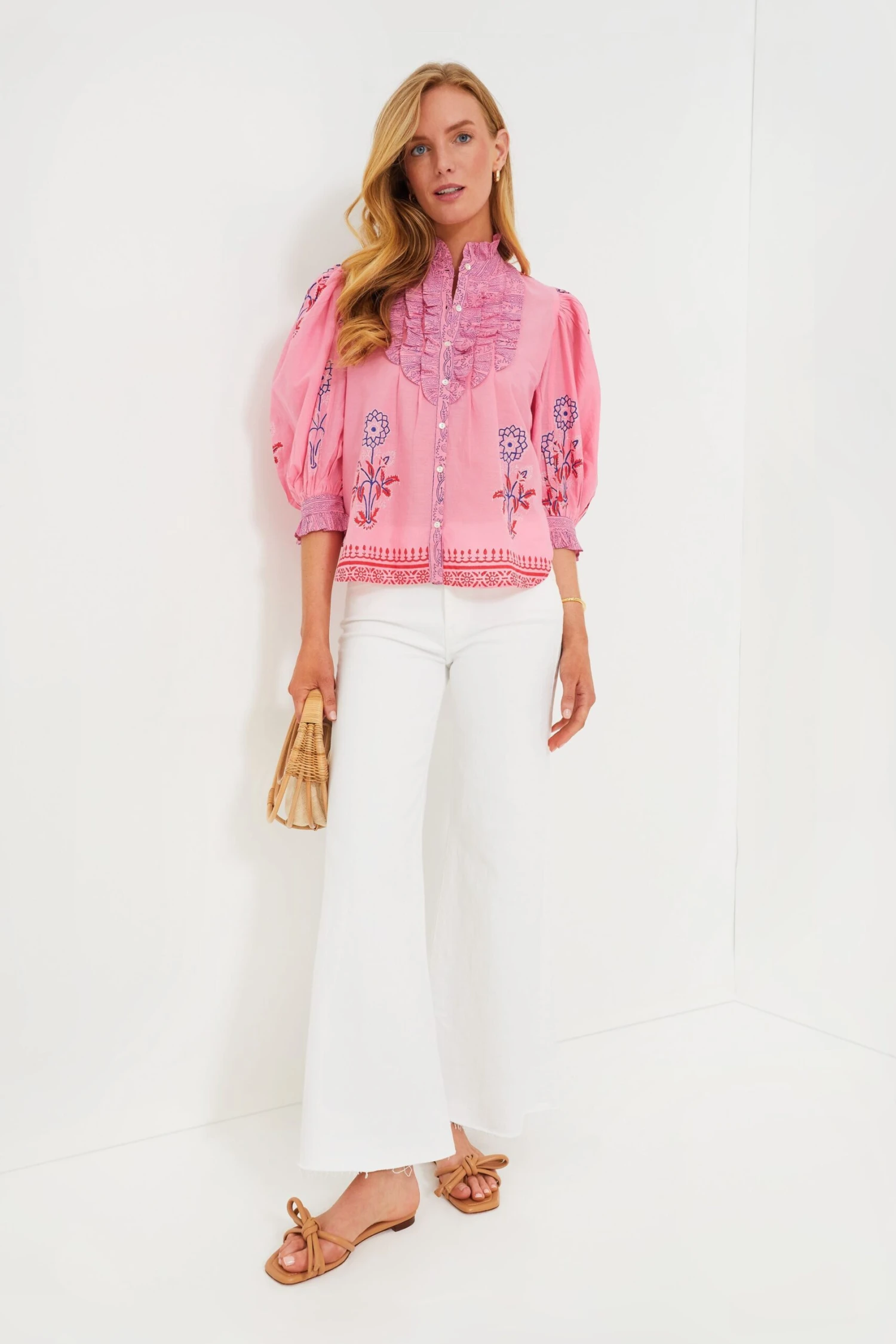 Boca Pink Ruffle Front Button Blouse 4 Boca Pink Ruffle Front Button Blouse - Image 2