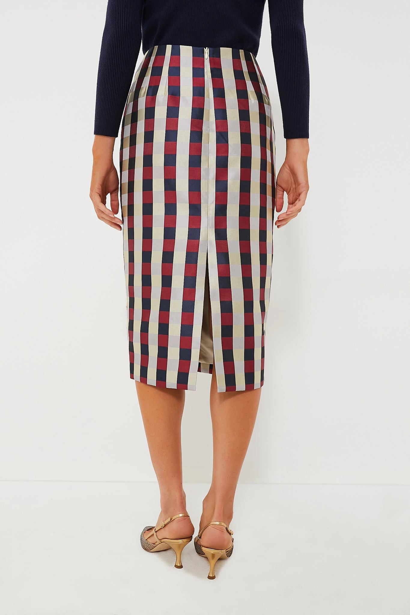 Bordeaux Check Jacquard Cynthia Skirt 5 Bordeaux Check Jacquard Cynthia Skirt - Image 4