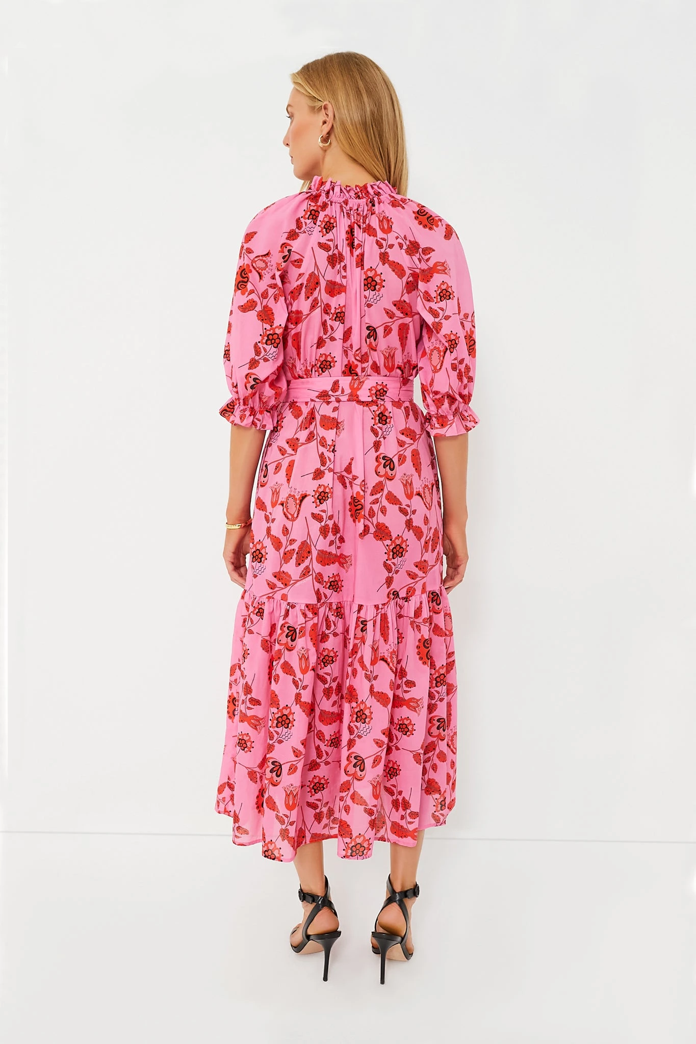 CYNTHIA ROWLEY Red And Pink Floral Saratoga Cotton Dress 6 CYNTHIA ROWLEY Red And Pink Floral Saratoga Cotton Dress - Image 4