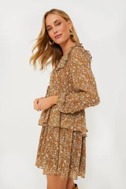 Chestnut Floral Long Sleeve Liza Dress -ULLAA Clothing Shop ZeHG4XNzM7zktoIdfEmIhz50bpFtBG3x 1