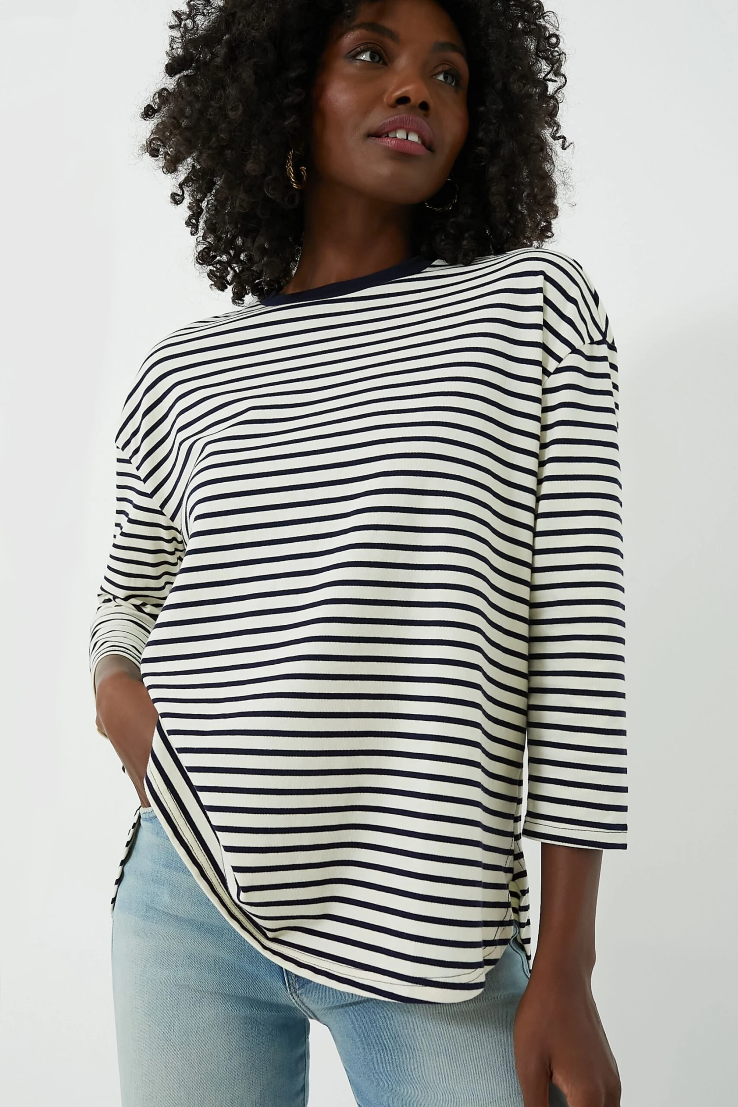 Navy Striped Knit Popover 3 Navy Striped Knit Popover