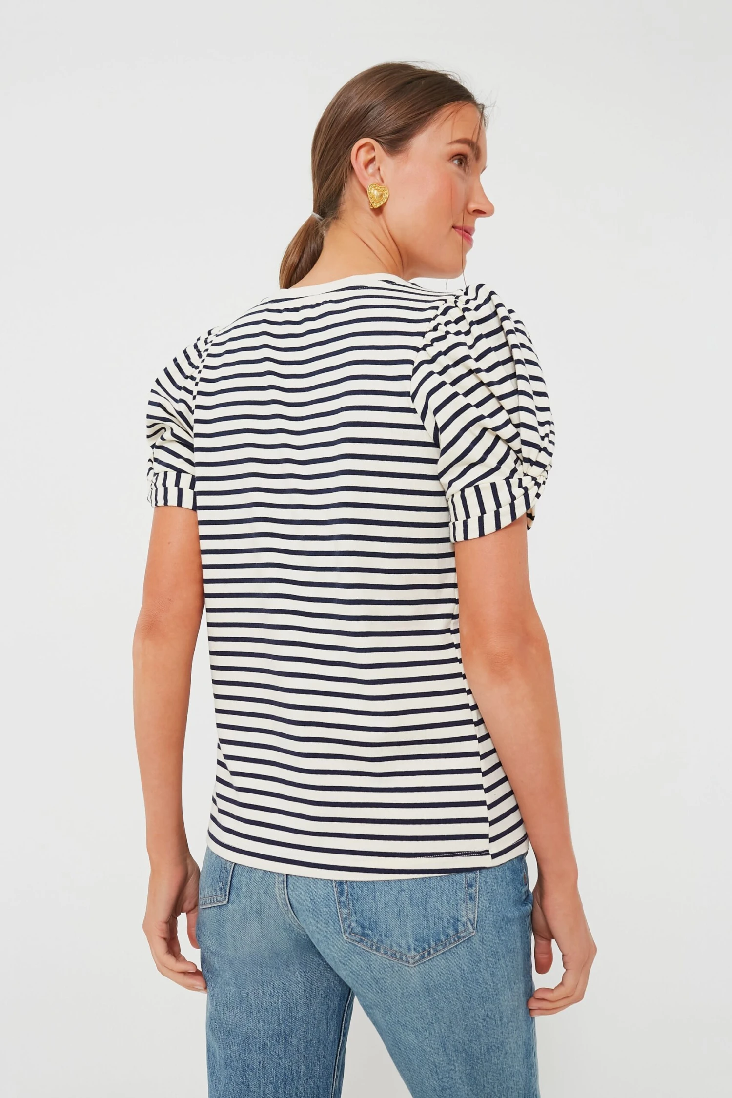 Navy Striped Vesty Puff Short Sleeve Crewneck 6 Navy Striped Vesty Puff Short Sleeve Crewneck - Image 4