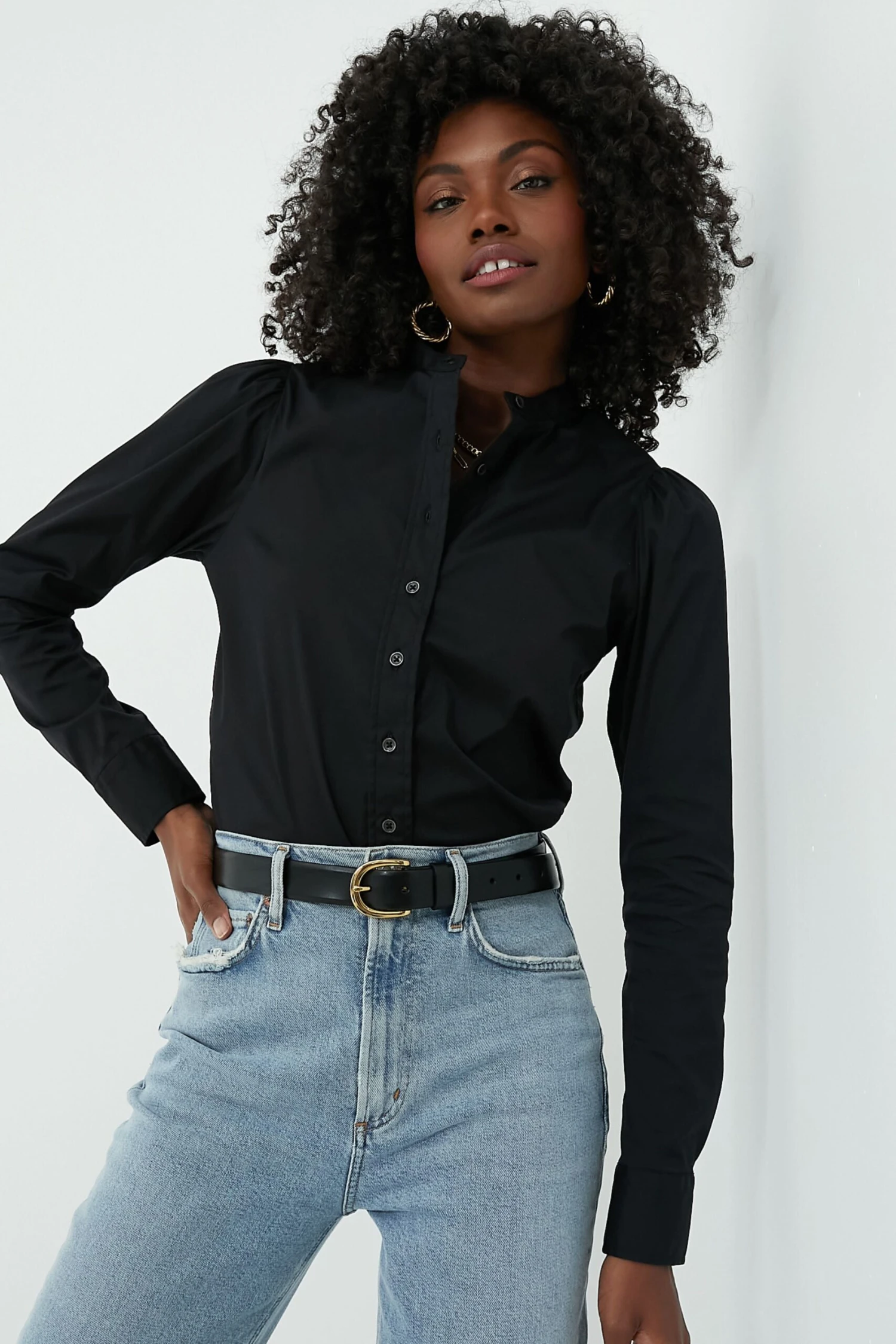 Black Puffed Shoulder Shirt 3 Black Puffed Shoulder Shirt