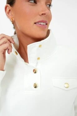 White Snap Neck Bailey Pullover -ULLAA Clothing Shop df1dk5myEyRgbEBkLJrCnrvmf1fu2SqJ 1