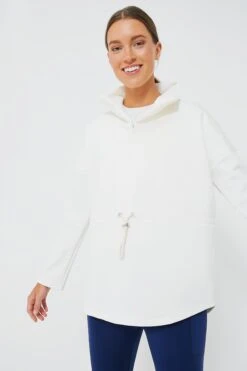 White Cinched Natalie Quarter Zip