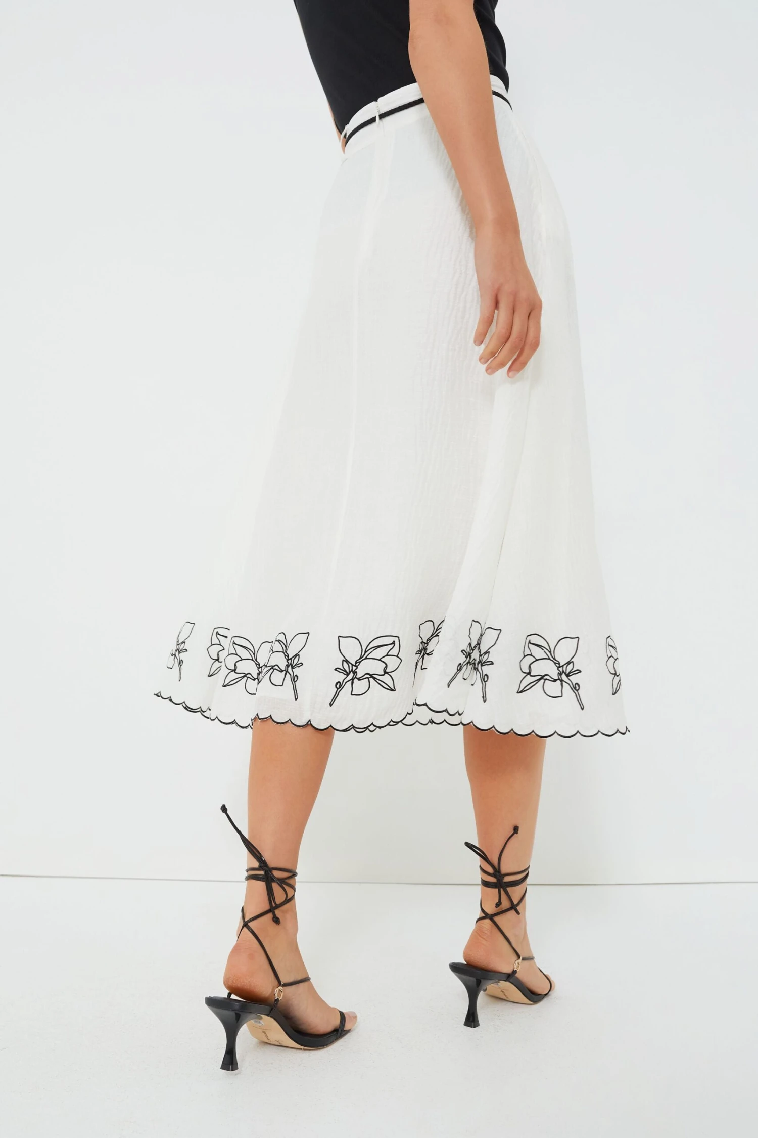 Alba Black Grace Silk Linen Midi Skirt 6 Alba Black Grace Silk Linen Midi Skirt - Image 4