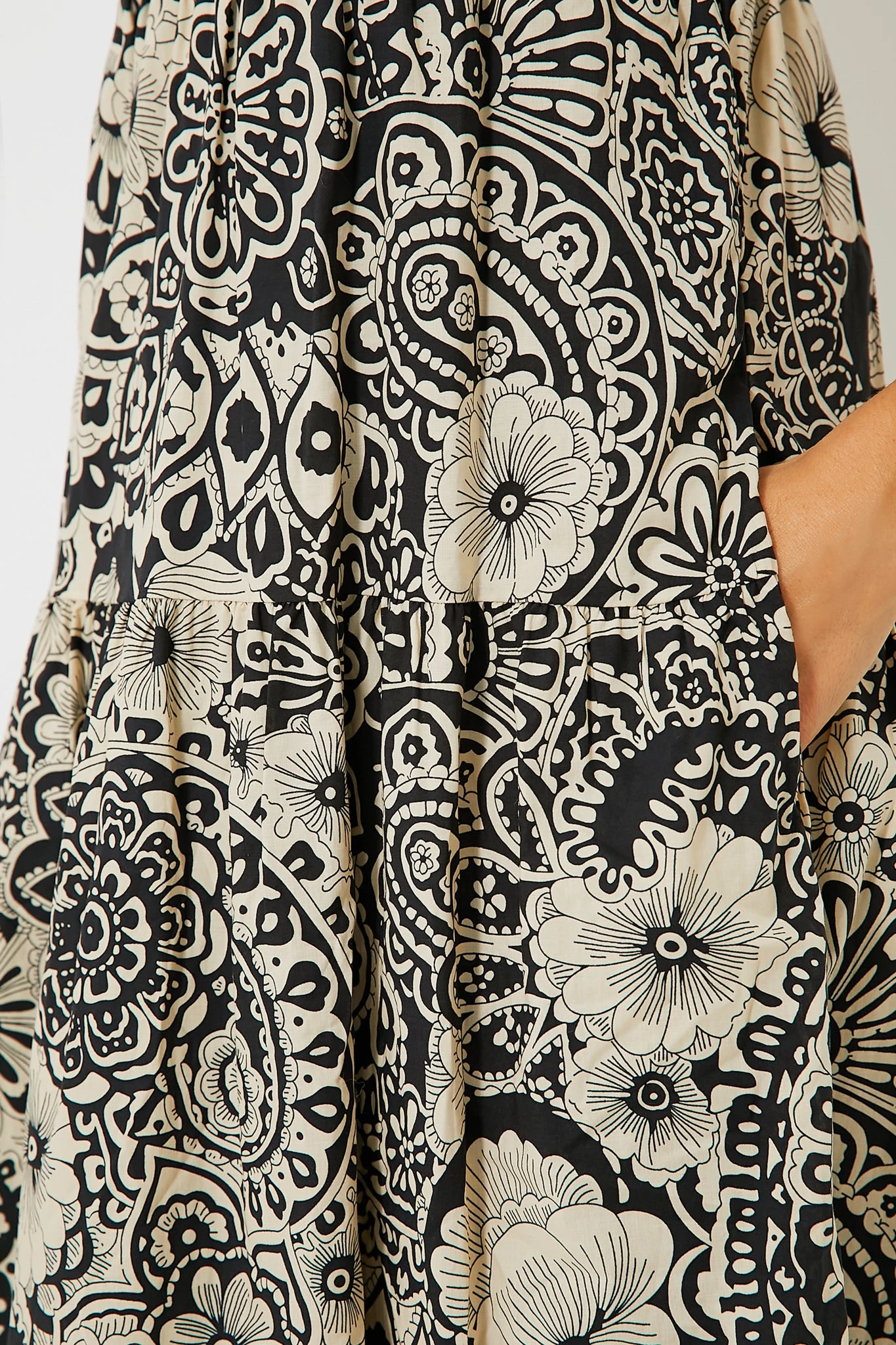 Black & Cream Floral Tiered Tilly Dress 7 Black & Cream Floral Tiered Tilly Dress - Image 5