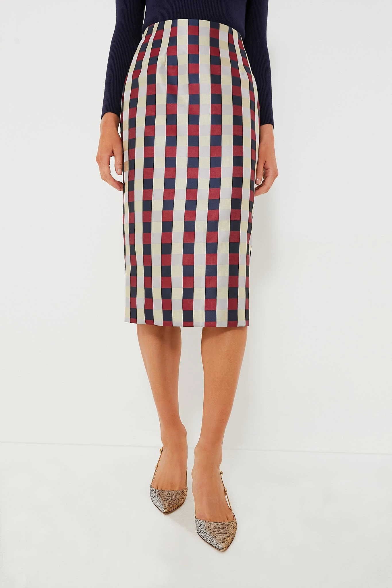 Bordeaux Check Jacquard Cynthia Skirt 2 Bordeaux Check Jacquard Cynthia Skirt