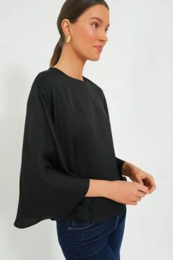 Black Satin Twill Selma Cape Blouse -ULLAA Clothing Shop kaLqW4LdYeaDygQmTMLZGOSQ402Ngm86 1