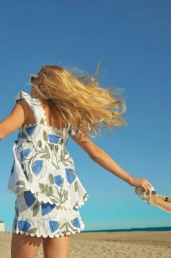 White And Klein Blue Baby Doll Top With Bellflower Blockprint -ULLAA Clothing Shop l0M10jZLpUk4i55yceESR1rVi4MS5Zvs 1