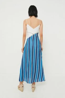 White & Blue Stripe Linen Maxi Dress -ULLAA Clothing Shop lnCMsmdxYELjo57SbC2QpsieEh498HMh 1