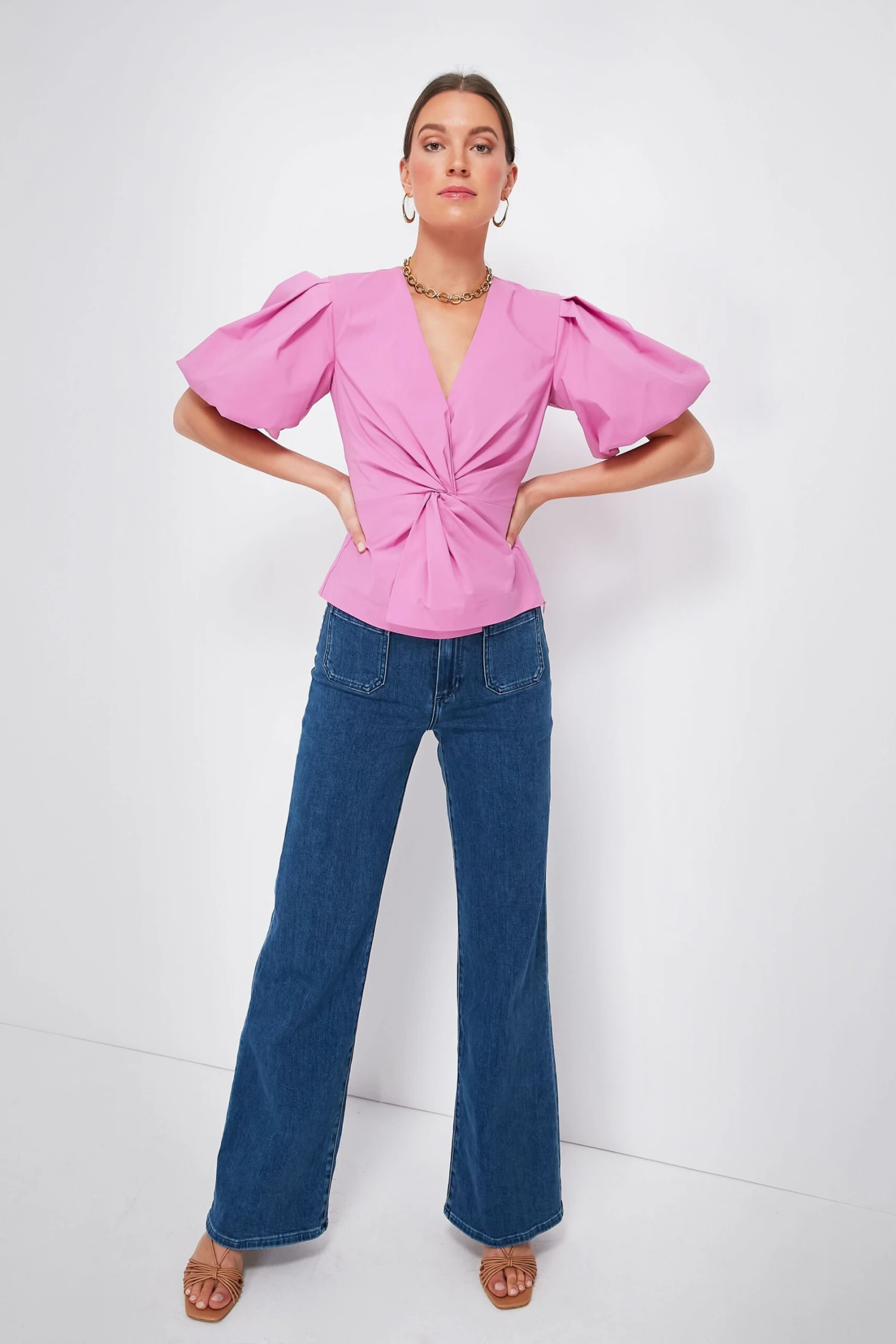 Opera Pink Rebel Cotton Poplin Short Sleeve Top 7 Opera Pink Rebel Cotton Poplin Short Sleeve Top - Image 5