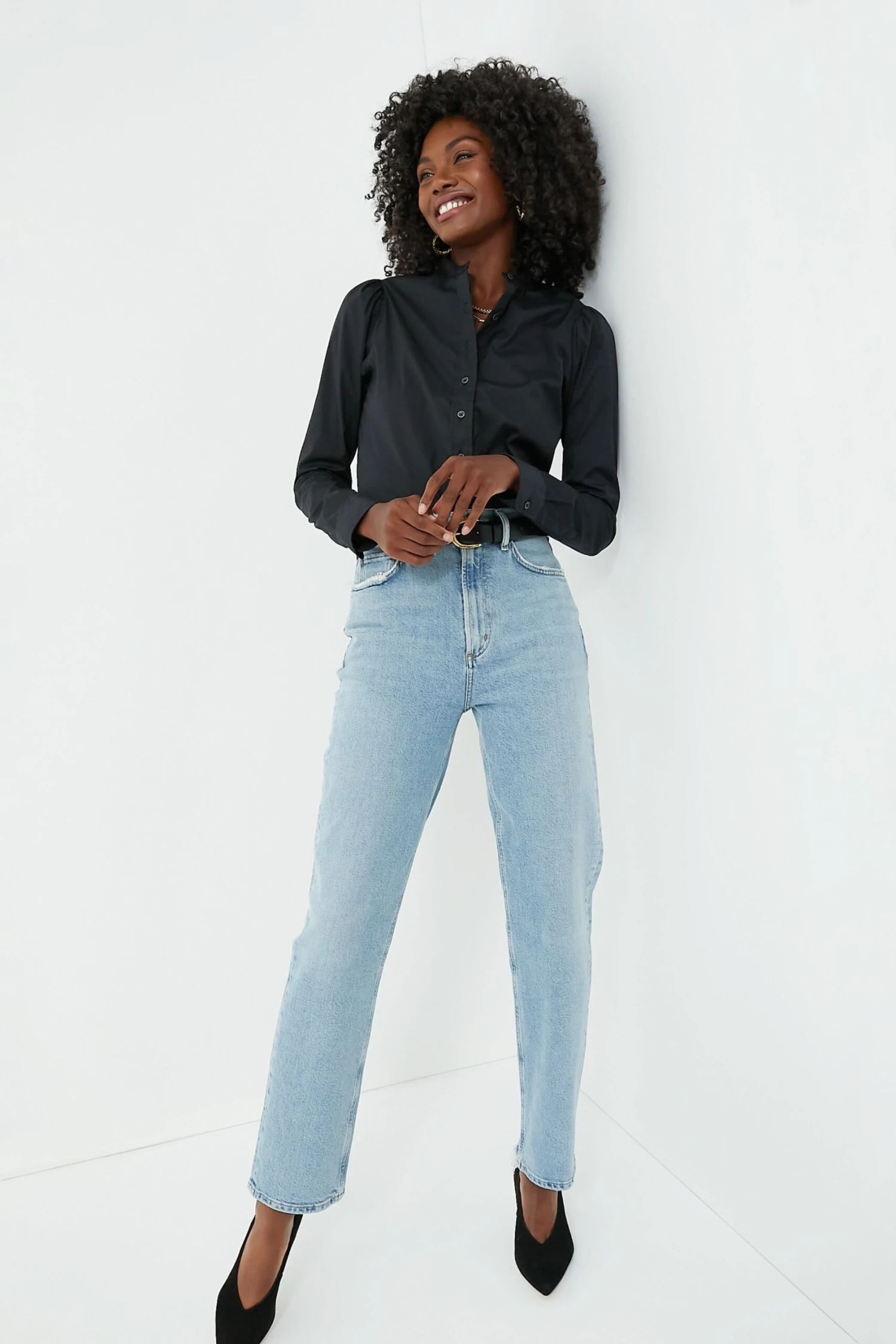 Black Puffed Shoulder Shirt 8 Black Puffed Shoulder Shirt - Image 6