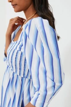 Ganni Silver Lake Blue Stripe Cotton Open-neck Smock Long Dress -ULLAA Clothing Shop pfnWn79QZHlWDxEQ6vfMOVGz19oFrKkr 1