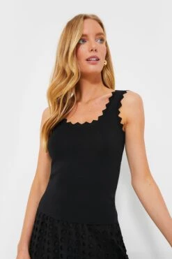 Black Ric Rac Compression Tank