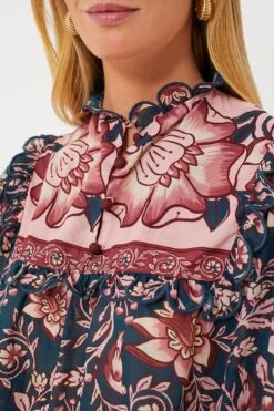 Farm Rio Teal Ainika Charm Long Sleeve Blouse -ULLAA Clothing Shop skyKryk3eOUTS0oRcNwtifc5ahuiw1Ea 1