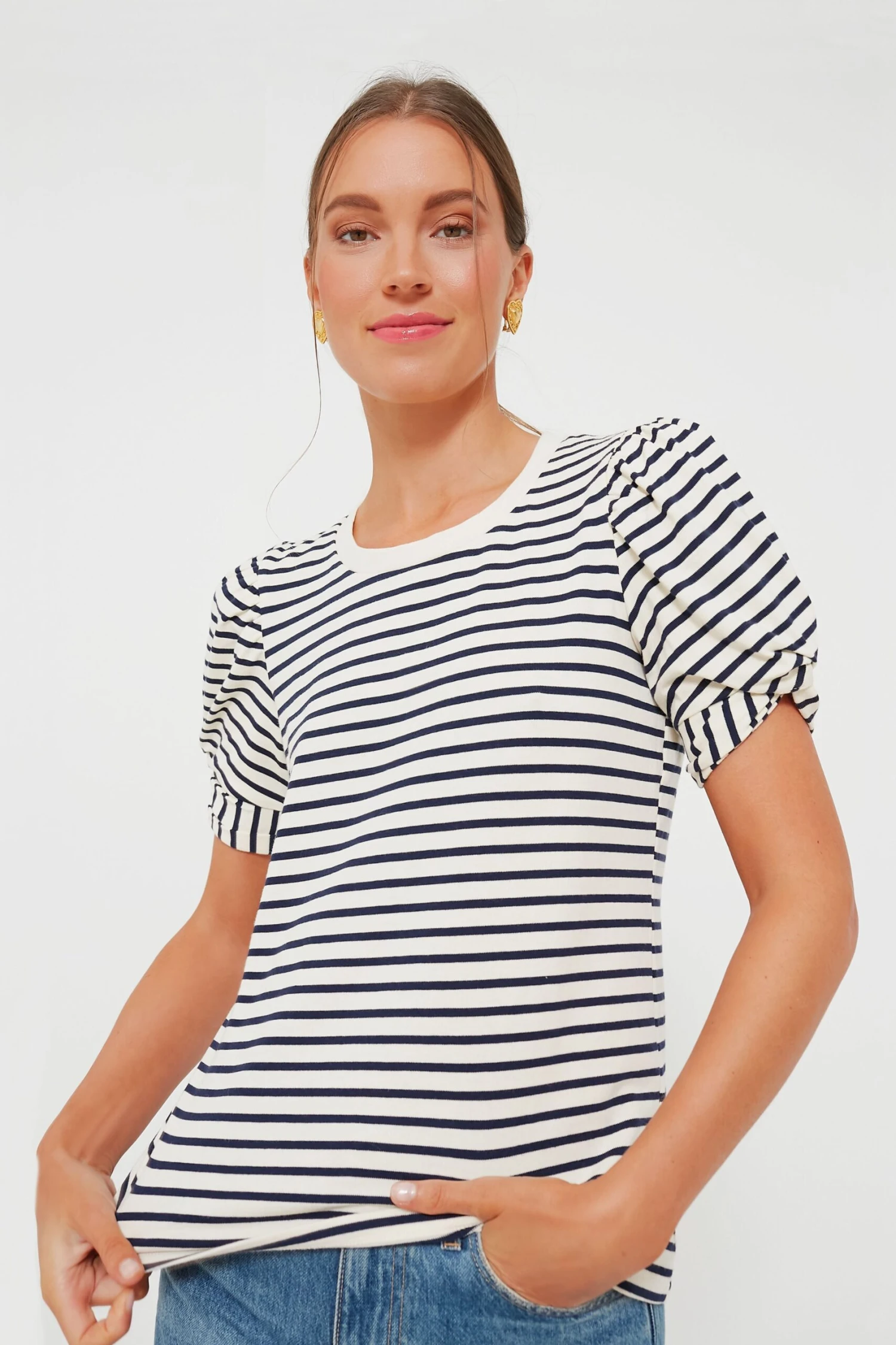 Navy Striped Vesty Puff Short Sleeve Crewneck 8 Navy Striped Vesty Puff Short Sleeve Crewneck - Image 6