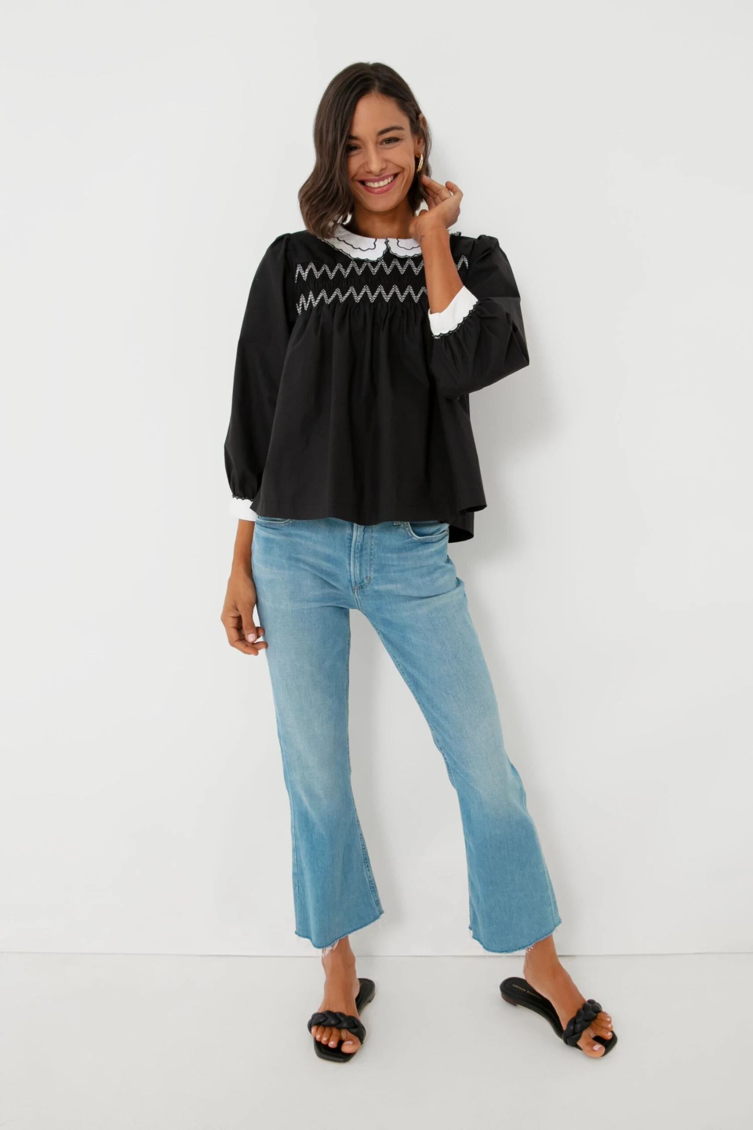 Black Smocked Blouse 4 Black Smocked Blouse - Image 2